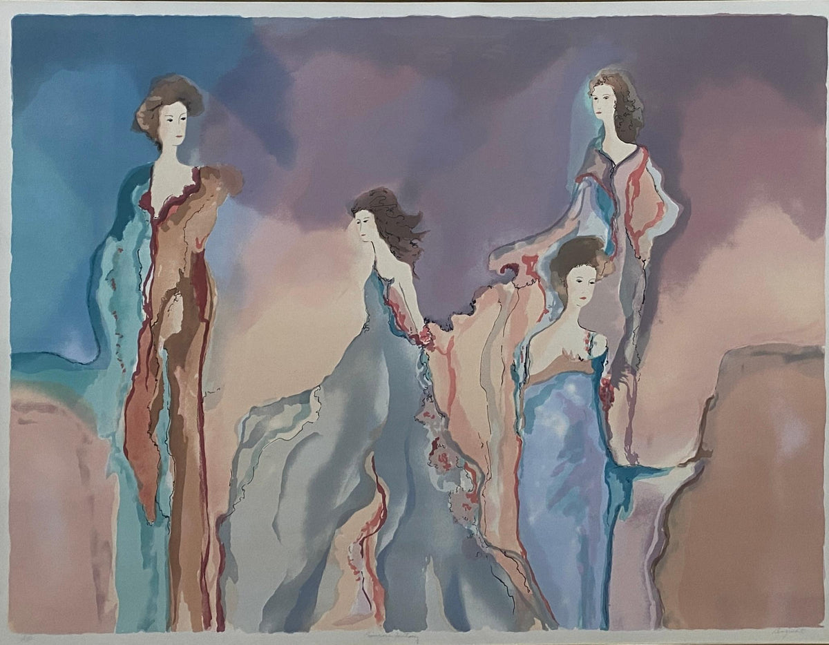Jane Bazinet Watercolor Framed Hollywood Regency Style — detail 6