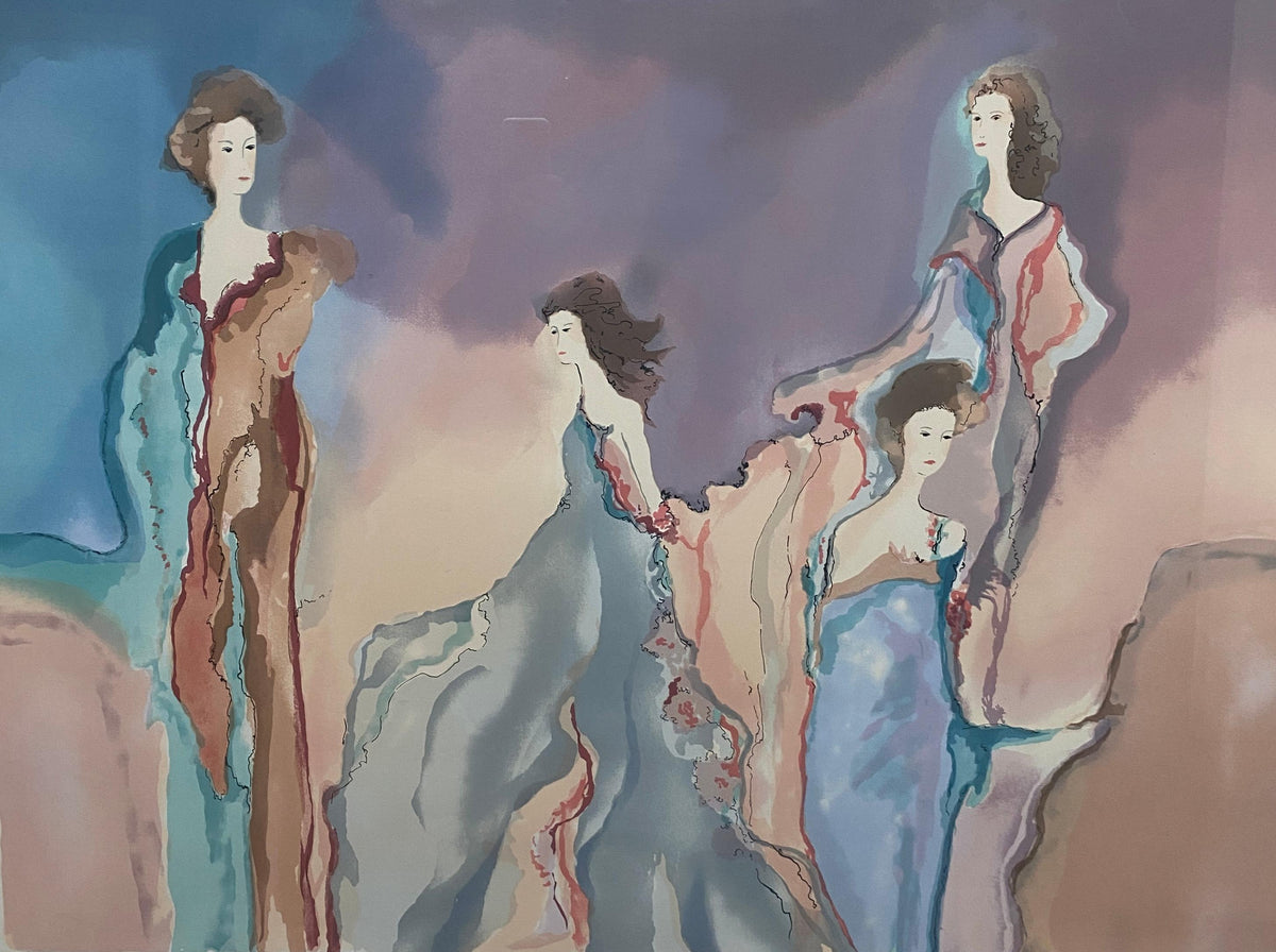 Jane Bazinet Watercolor Framed Hollywood Regency Style — detail 8