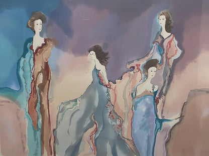 Jane Bazinet Watercolor Framed Hollywood Regency Style — detail 8