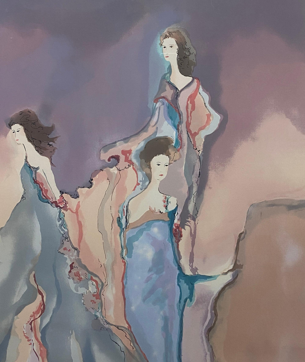 Jane Bazinet Watercolor Framed Hollywood Regency Style — detail 9