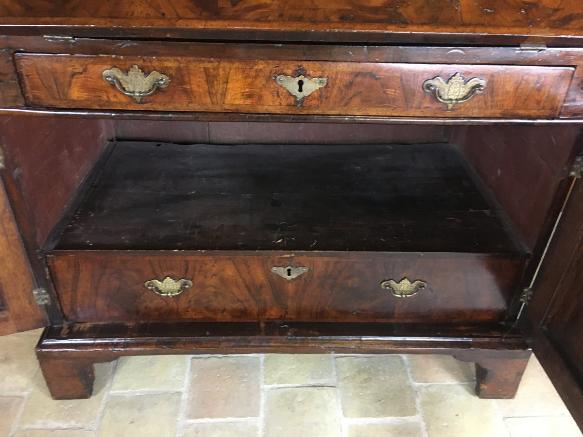 Fine English Queen Anne Walnut Bookcase with Secretary Desk — detail 18