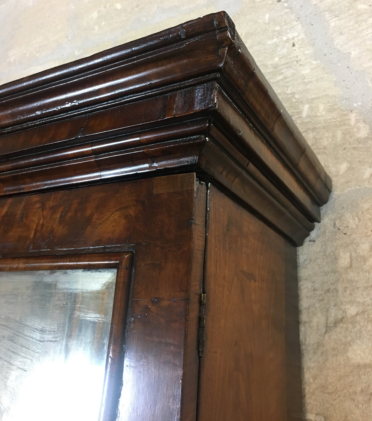 Fine English Queen Anne Walnut Bookcase with Secretary Desk — detail 11