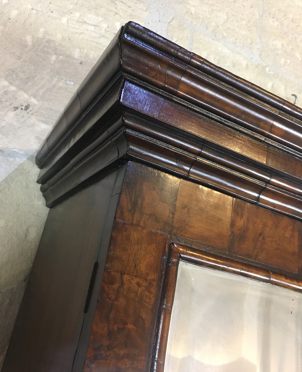 Fine English Queen Anne Walnut Bookcase with Secretary Desk — detail 5