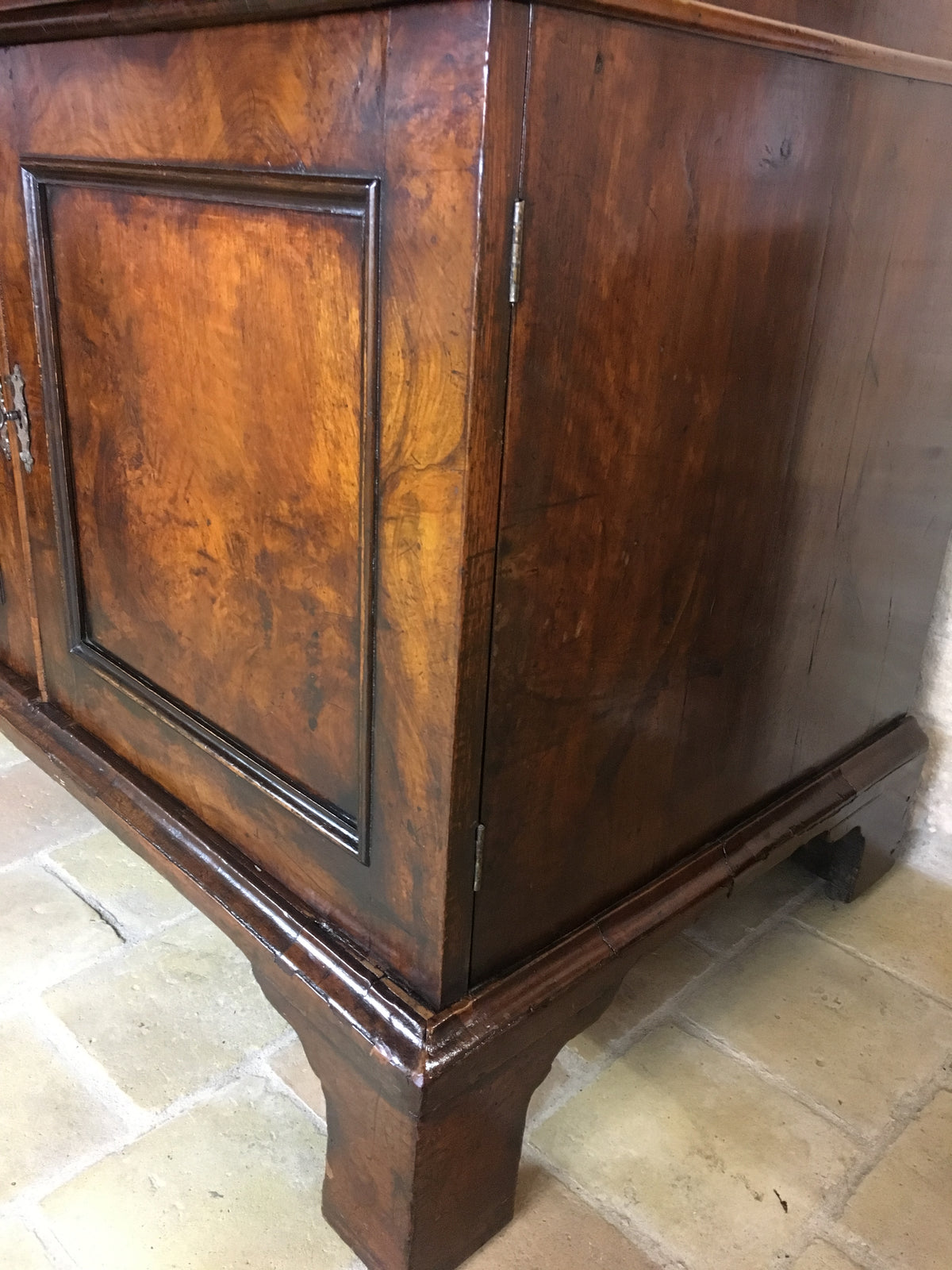 Fine English Queen Anne Walnut Bookcase with Secretary Desk — detail 4