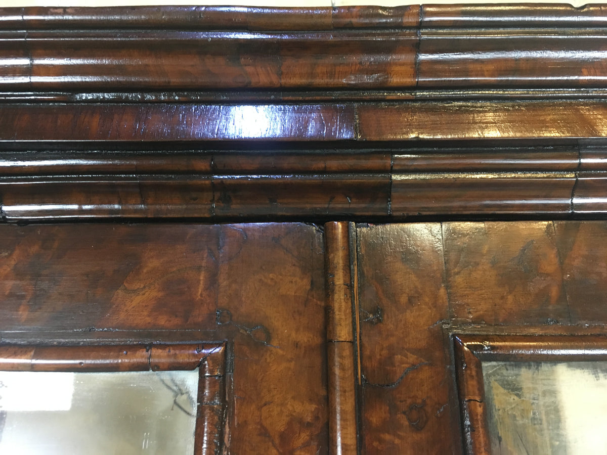 Fine English Queen Anne Walnut Bookcase with Secretary Desk — detail 8