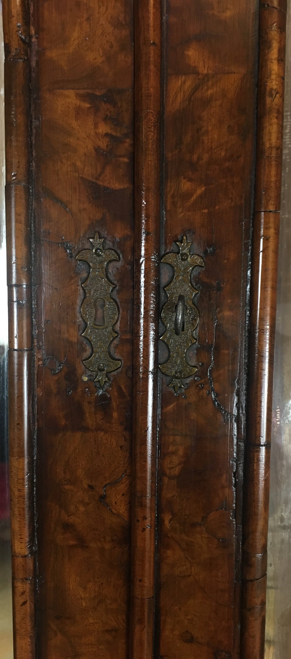 Fine English Queen Anne Walnut Bookcase with Secretary Desk — detail 16
