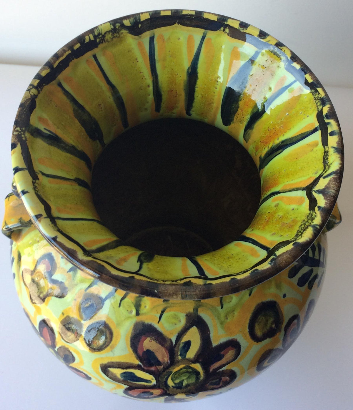 French Ceramic Vase with Handles from Quimper, France by Keraluc Pottery Studio — detail 2