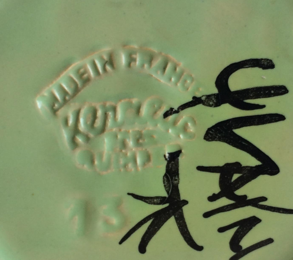 French Ceramic Vase with Handles from Quimper, France by Keraluc Pottery Studio — detail 8