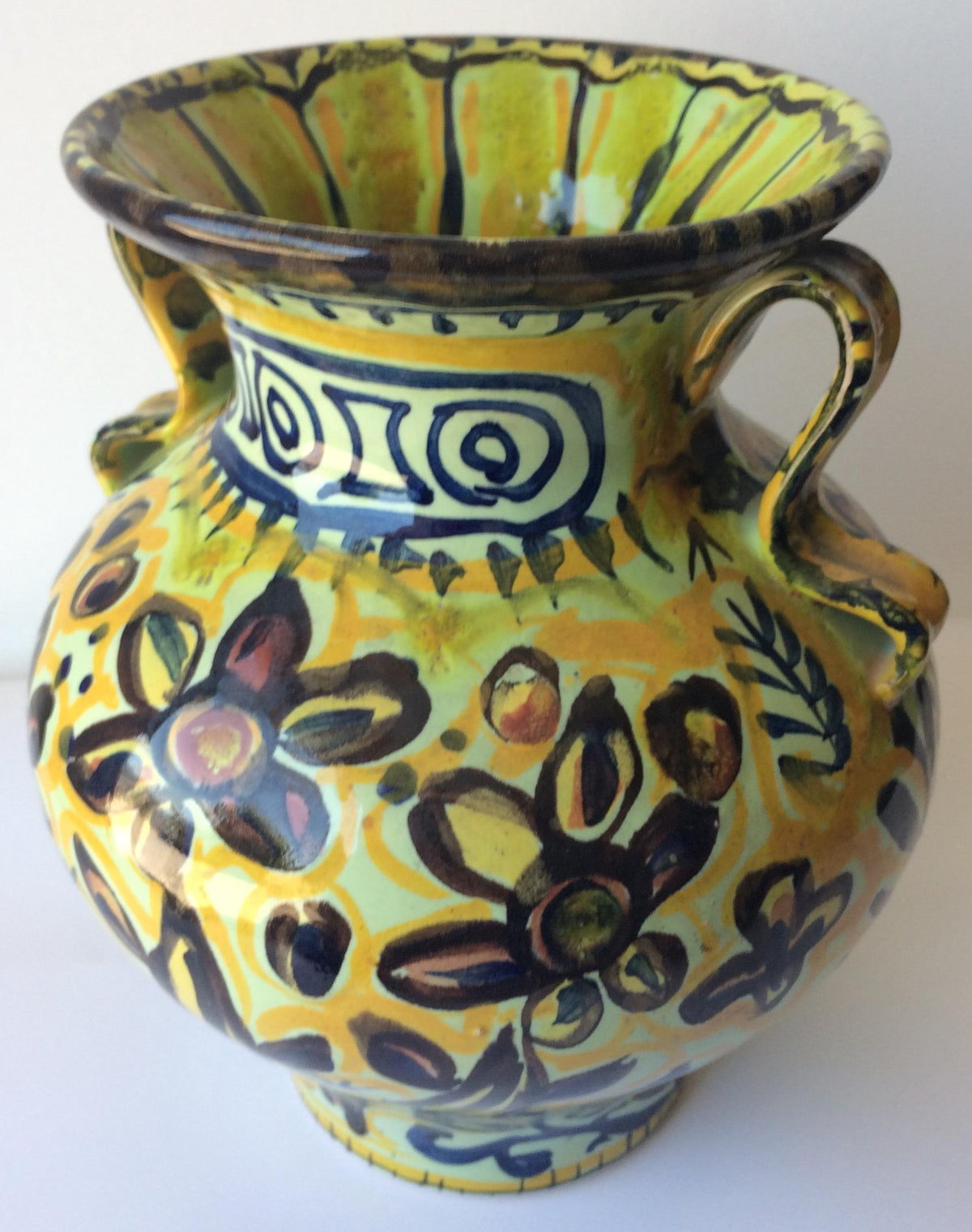 French Ceramic Vase with Handles from Quimper, France by Keraluc Pottery Studio — detail 6