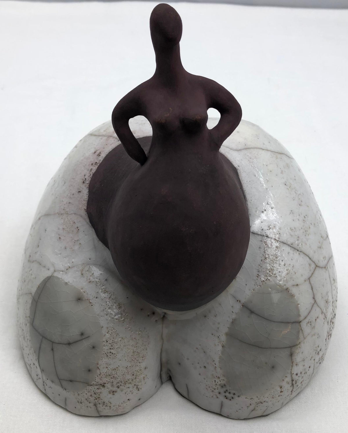 Raku Fired Ceramic Sculpture Nude Woman — detail 5