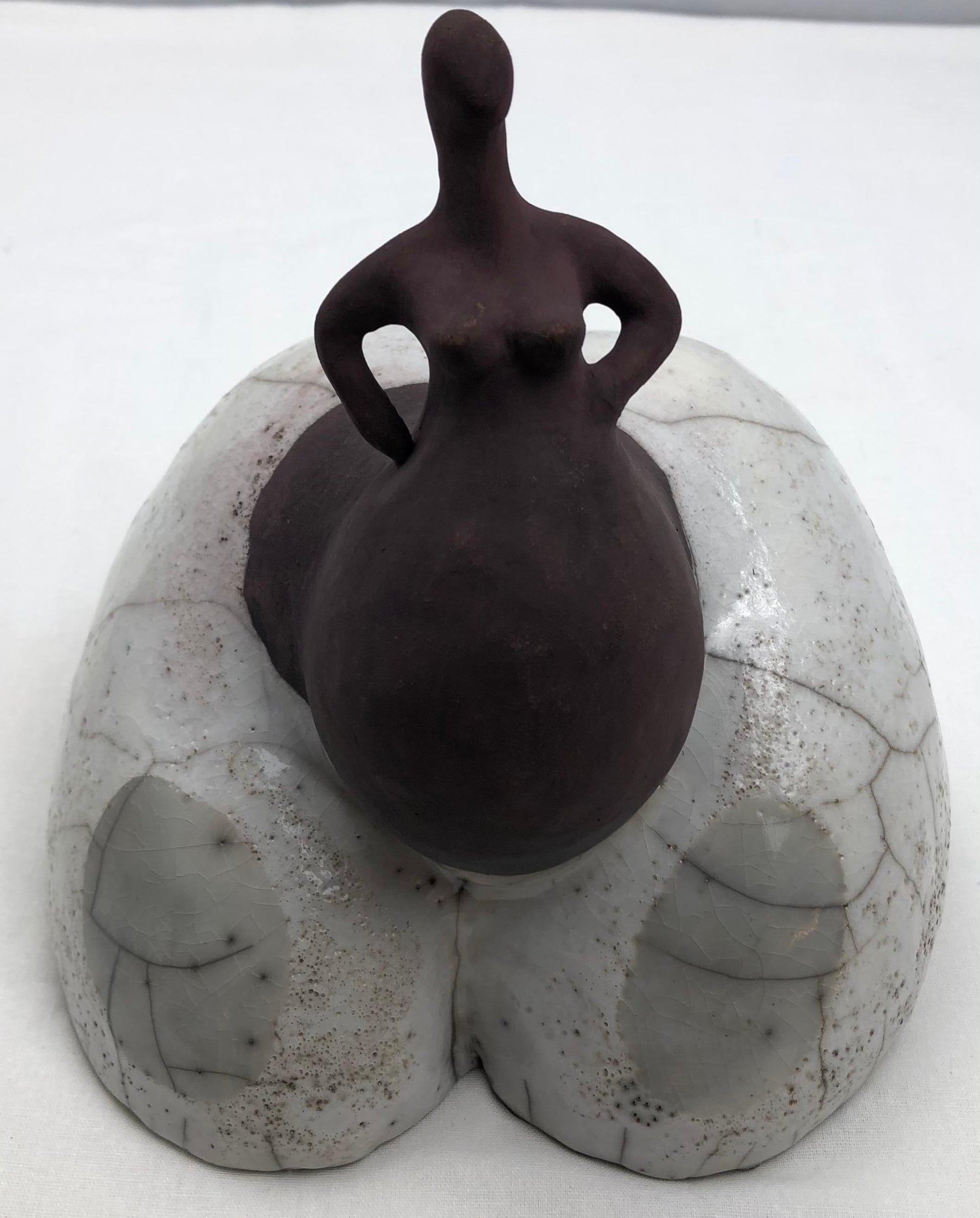 Raku Fired Ceramic Sculpture Nude Woman — detail 5