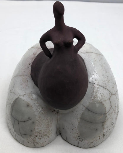 Raku Fired Ceramic Sculpture Nude Woman — detail 5