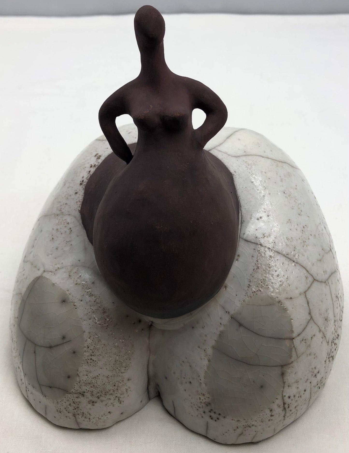 Raku Fired Ceramic Sculpture Nude Woman — detail 3