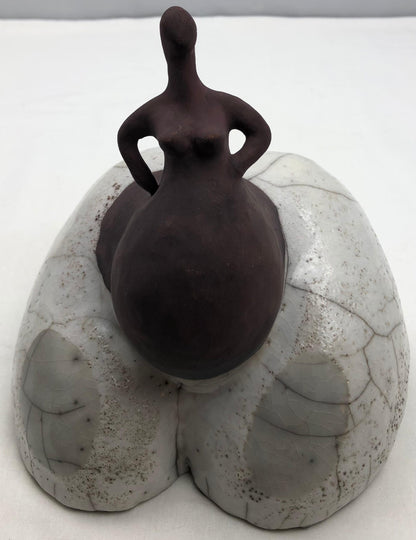 Raku Fired Ceramic Sculpture Nude Woman — detail 3