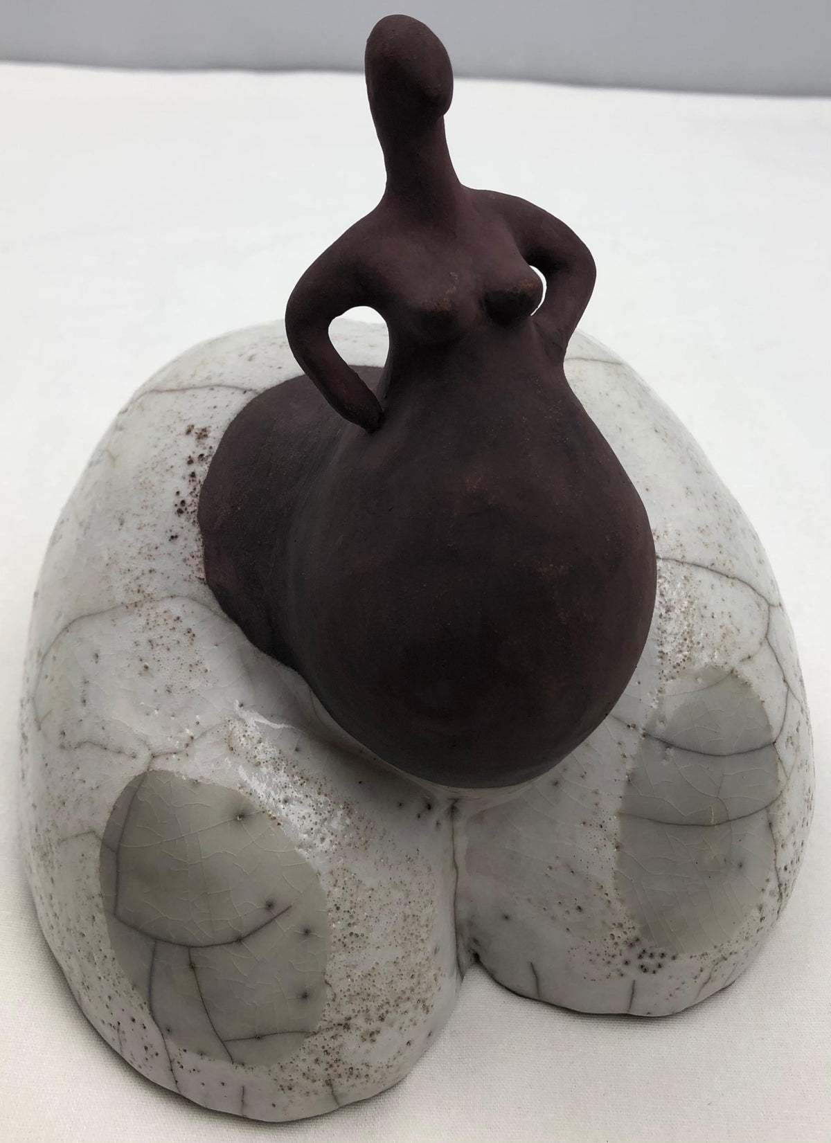 Raku Fired Ceramic Sculpture Nude Woman — detail 4