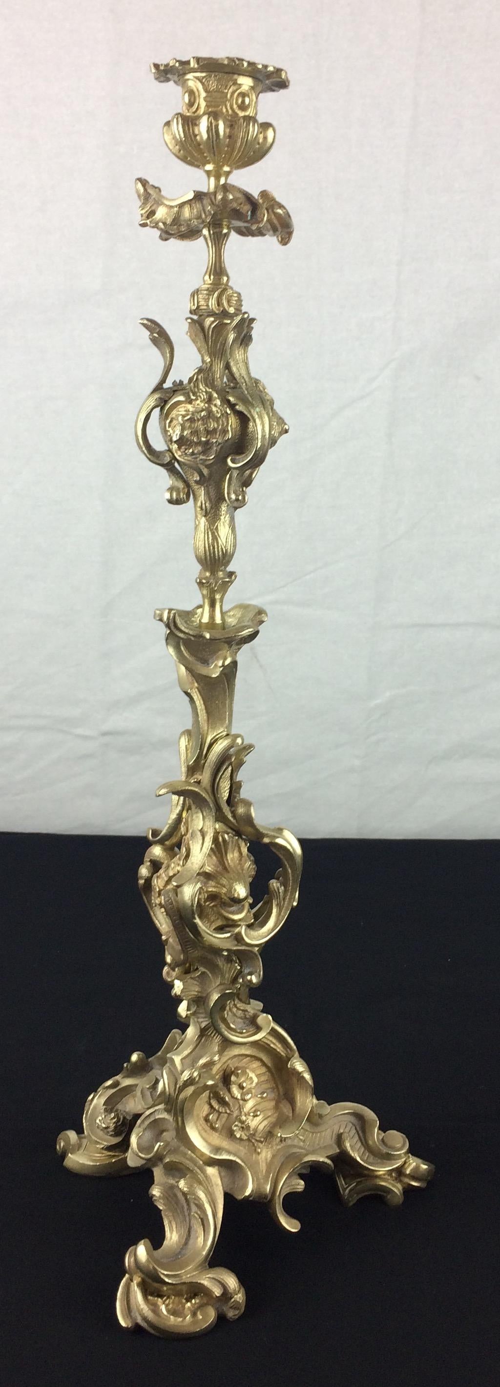 Pair of 19th Century French Gilt Bronze Candelabras by Victor Raulin — detail 3