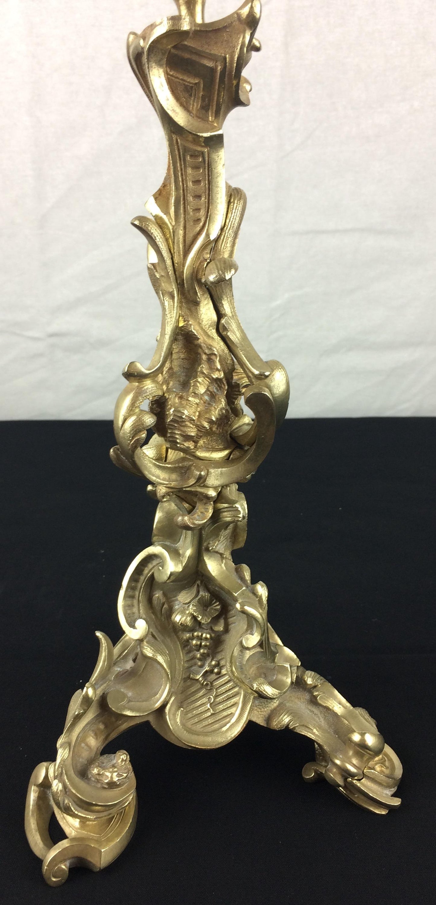 Pair of 19th Century French Gilt Bronze Candelabras by Victor Raulin — detail 6