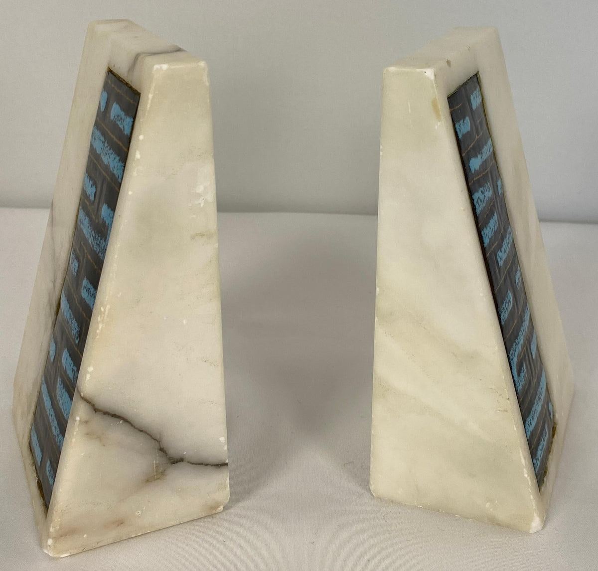 Pair of Mid-Century Italian Abstract Marble and Ceramic Bookends — detail 2