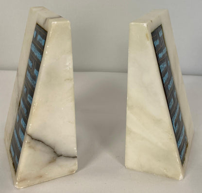 Pair of Mid-Century Italian Abstract Marble and Ceramic Bookends — detail 2