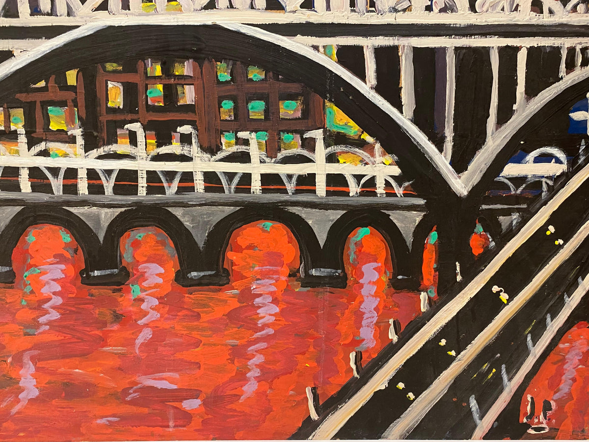 Jo Patch Contemporary Oil Painting Titled "Riviere Rouge" or Red River — detail 4