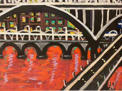 Jo Patch Contemporary Oil Painting Titled "Riviere Rouge" or Red River — detail 4