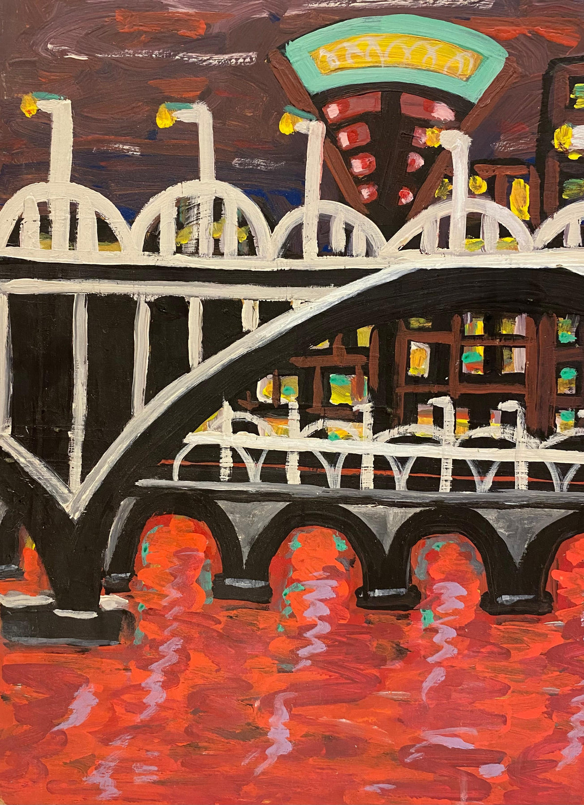 Jo Patch Contemporary Oil Painting Titled "Riviere Rouge" or Red River — detail 5