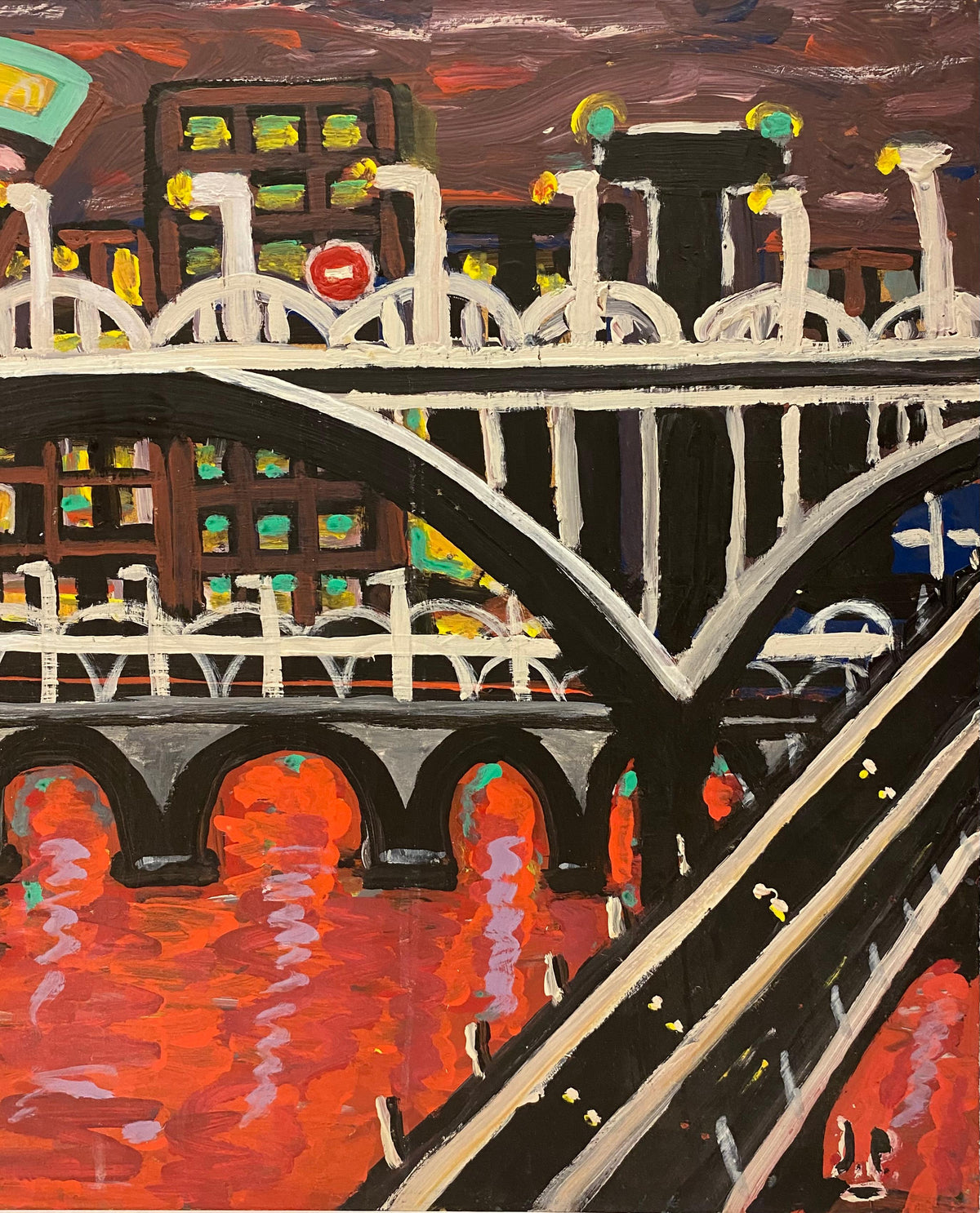 Jo Patch Contemporary Oil Painting Titled "Riviere Rouge" or Red River — detail 6