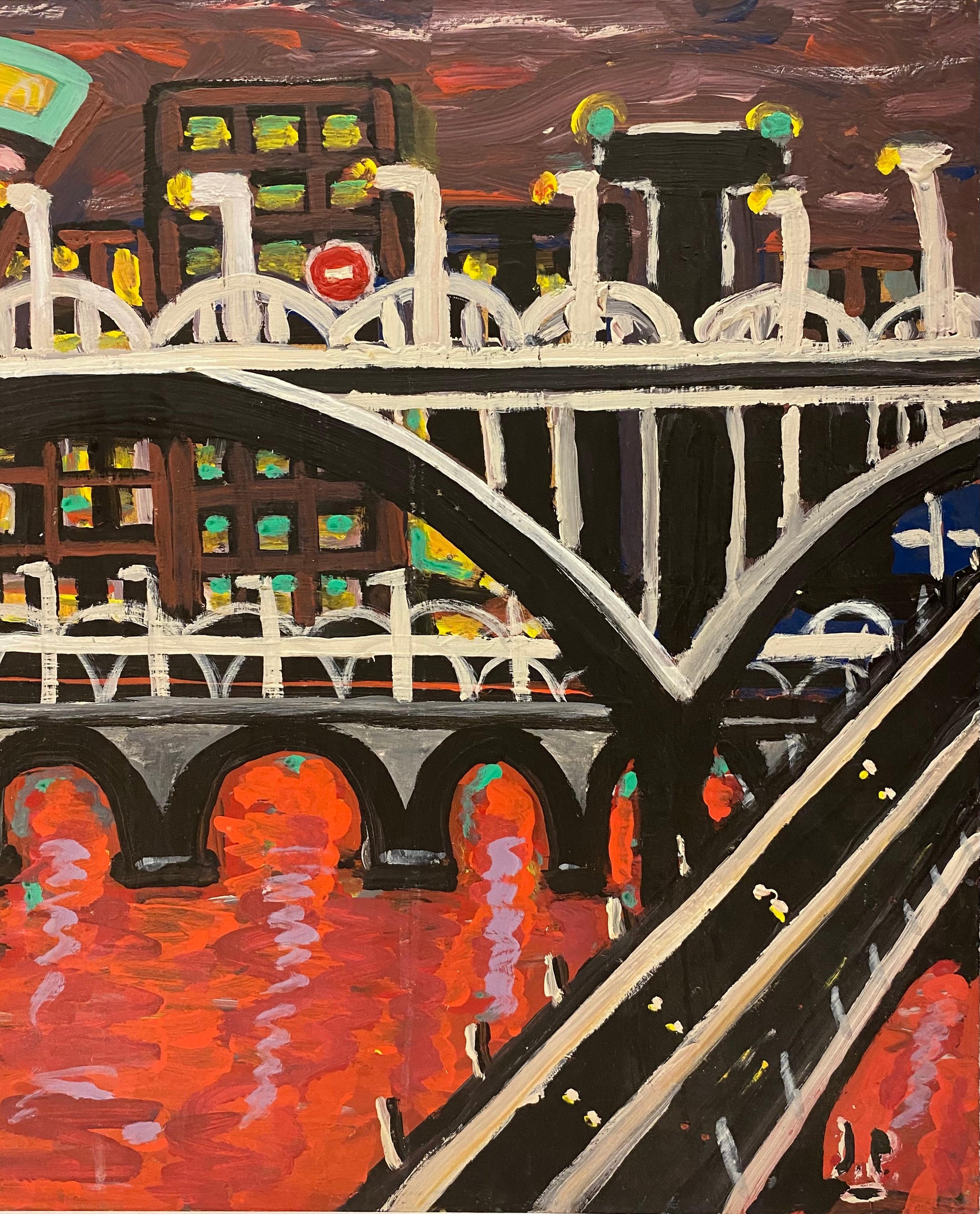 Jo Patch Contemporary Oil Painting Titled "Riviere Rouge" or Red River — detail 6