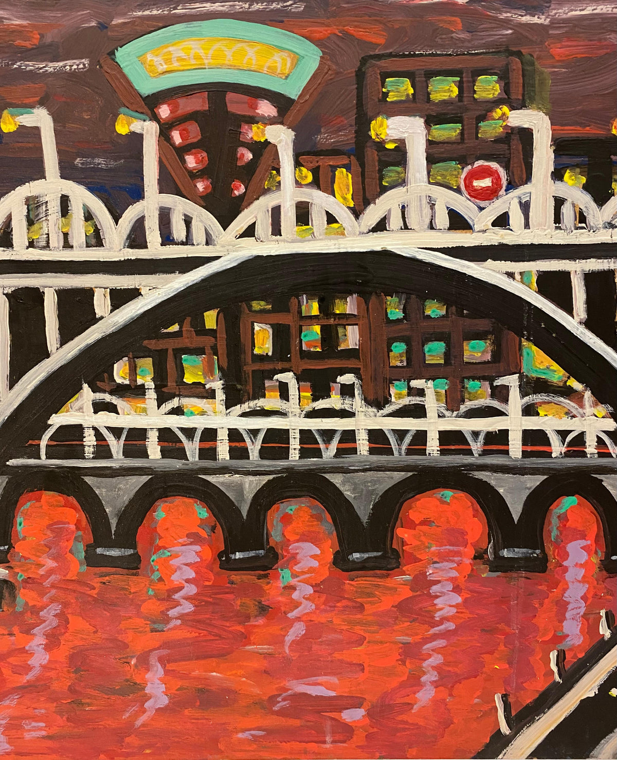 Jo Patch Contemporary Oil Painting Titled "Riviere Rouge" or Red River — detail 7