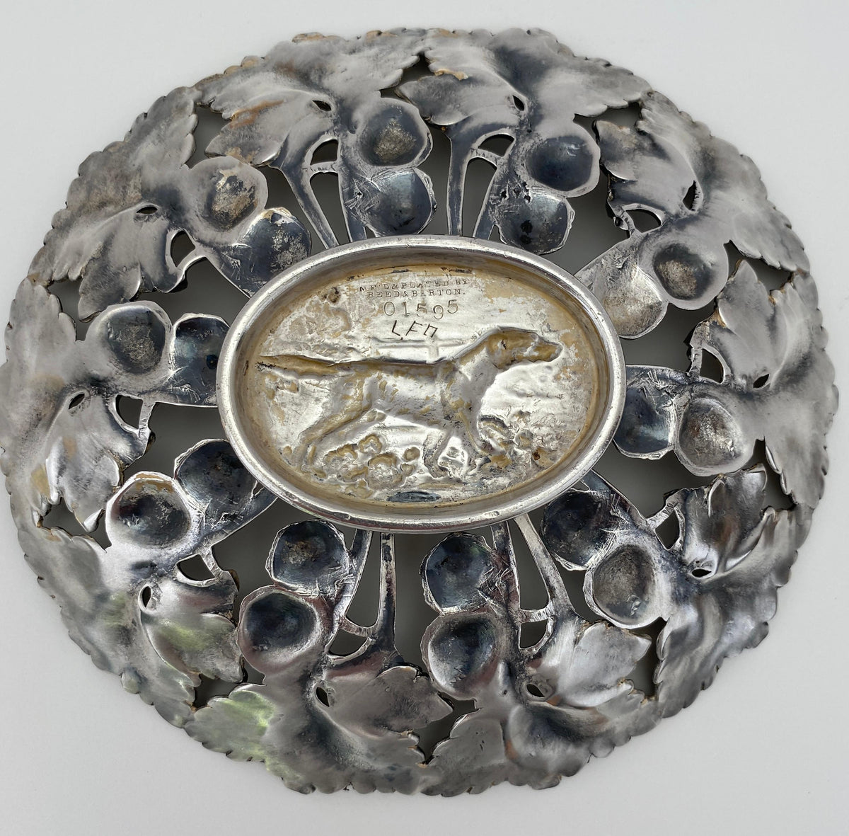 Reed and Barton Sculpted Bowl, Silver Plated Dish with Dog — detail 5