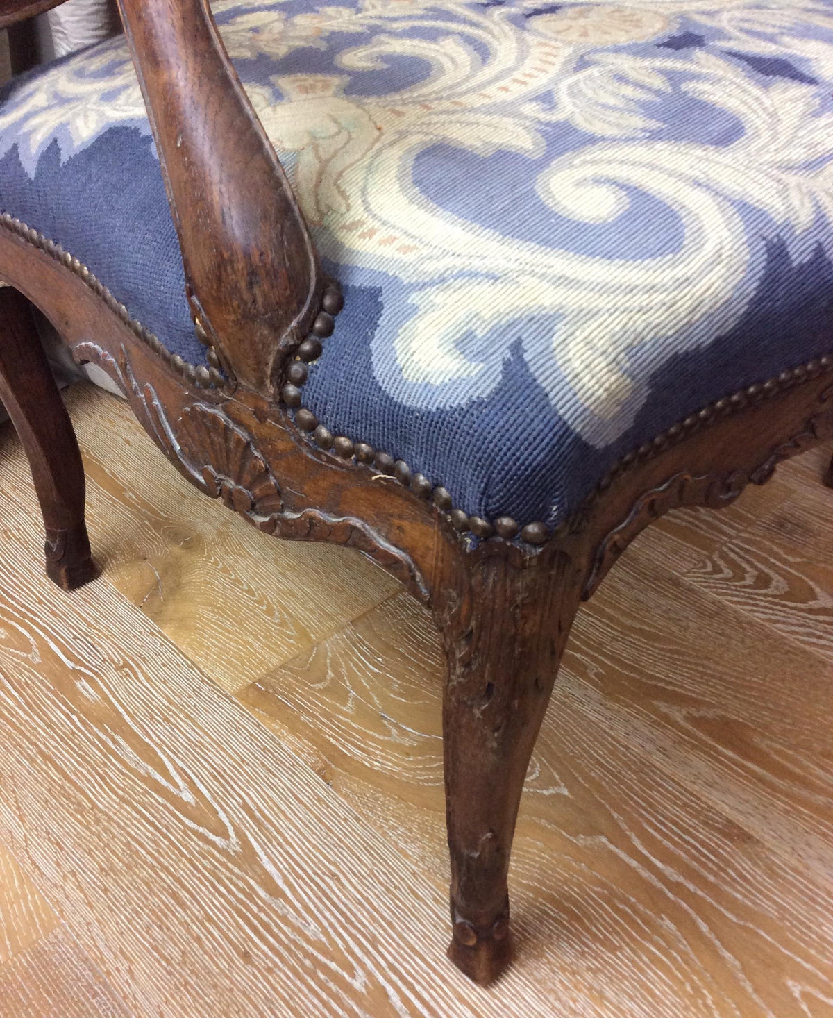 Early 18th Century French Régence Carved Armchair — detail 7