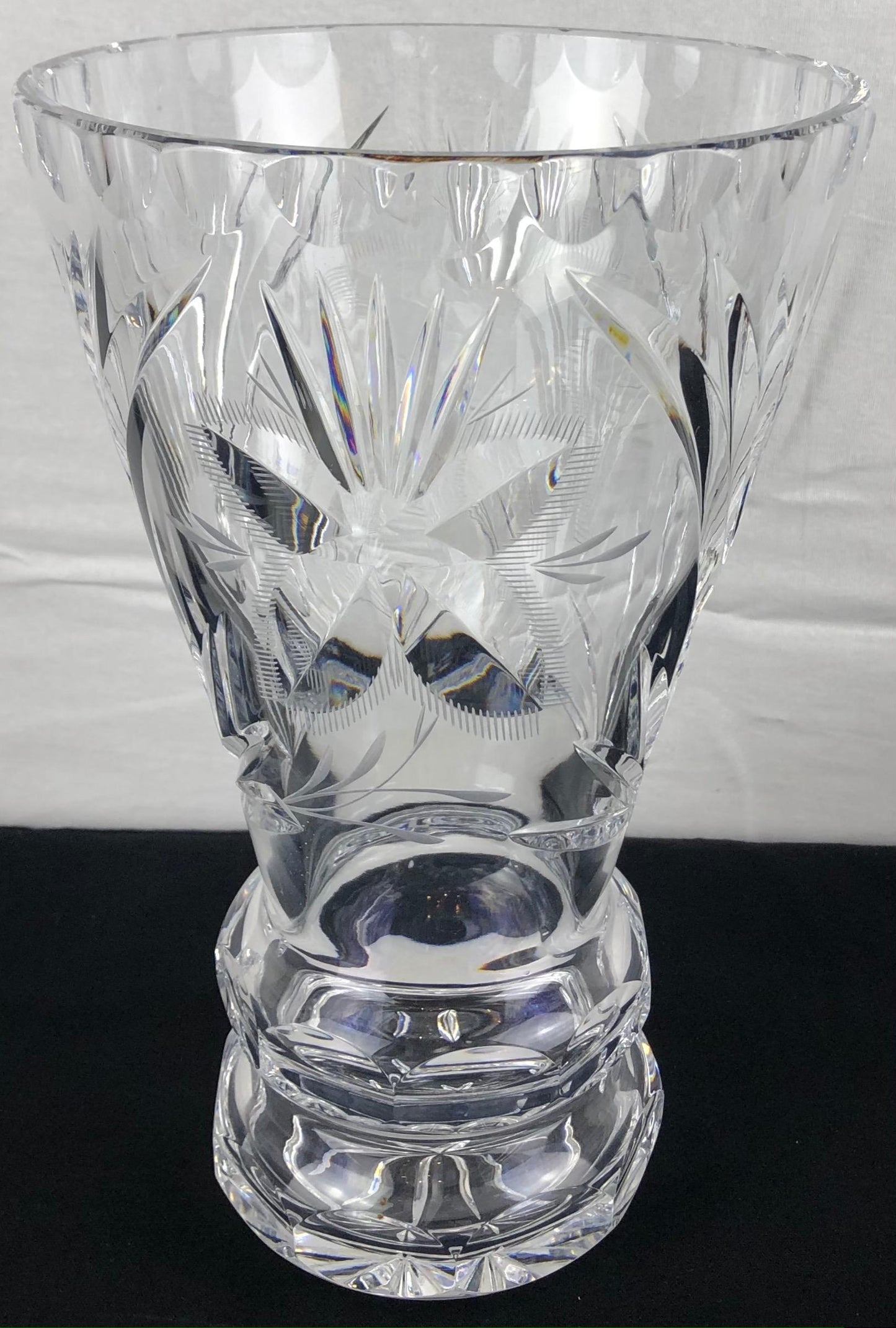 Contemporary French Hand Cut Crystal Vase — detail 2