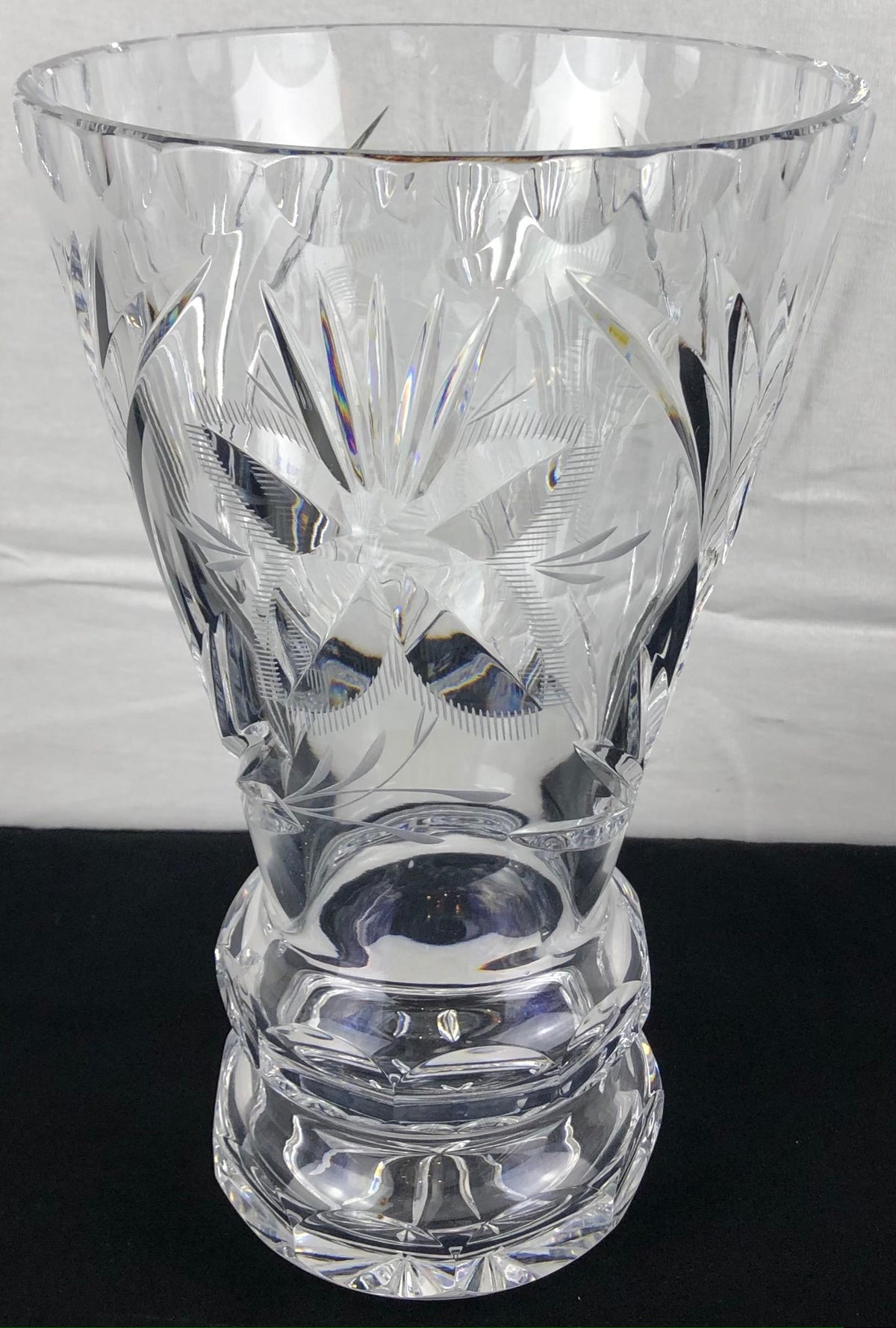 Contemporary French Hand Cut Crystal Vase — detail 2