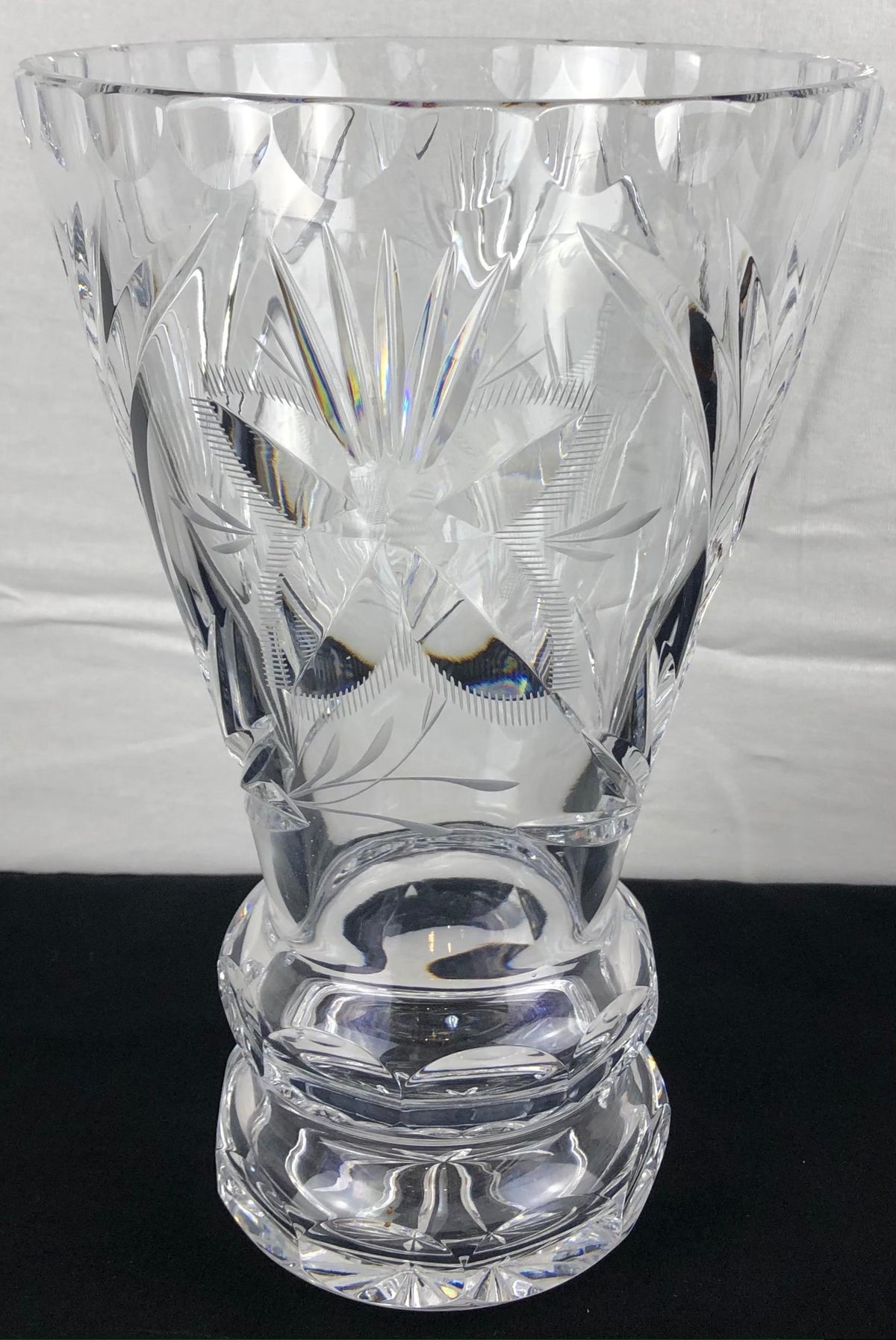 Contemporary French Hand Cut Crystal Vase — detail 3