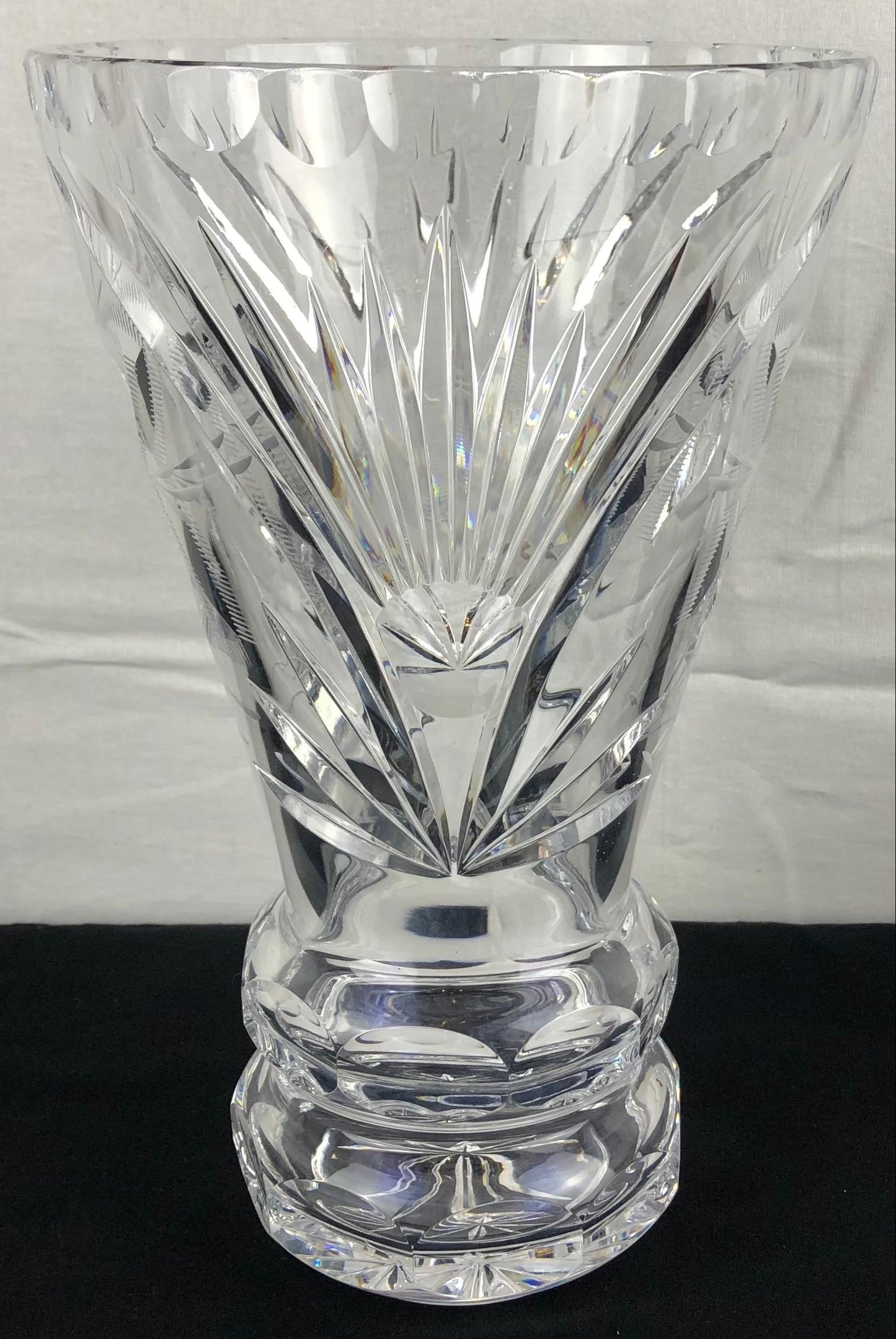 Contemporary French Hand Cut Crystal Vase — detail 4