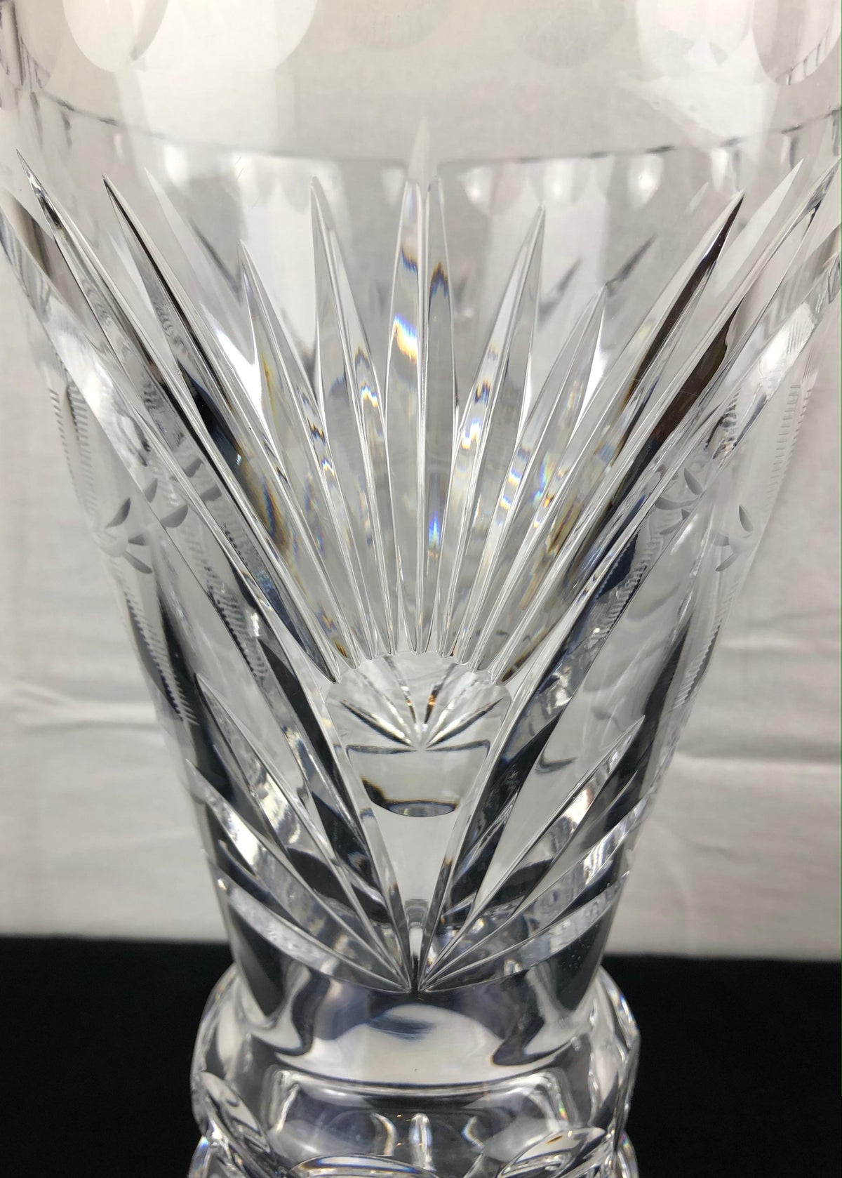Contemporary French Hand Cut Crystal Vase — detail 6