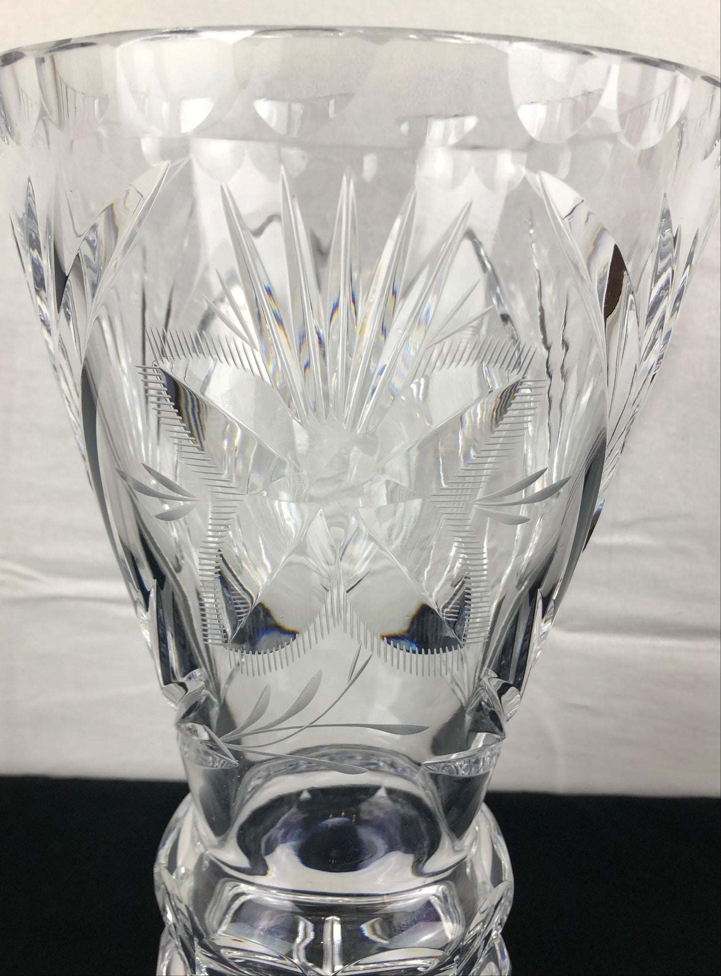 Contemporary French Hand Cut Crystal Vase — detail 7