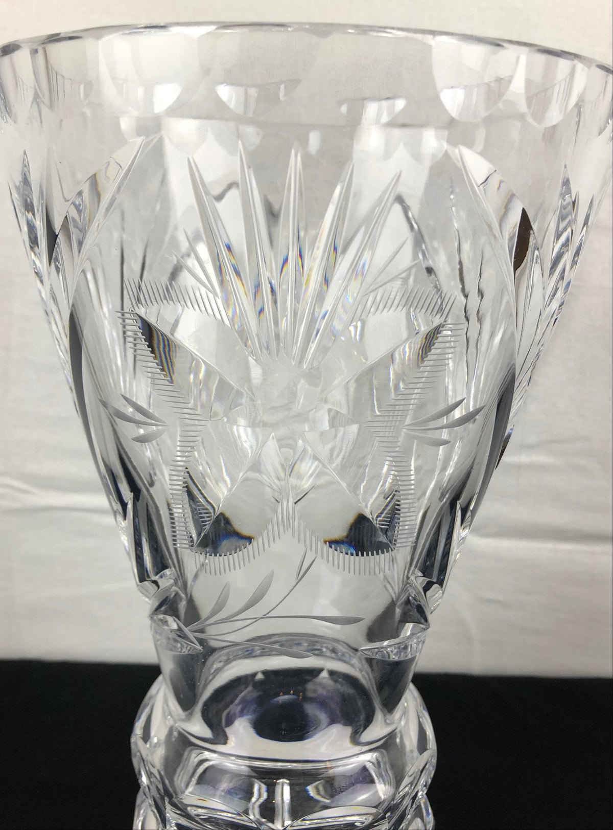 Contemporary French Hand Cut Crystal Vase — detail 7