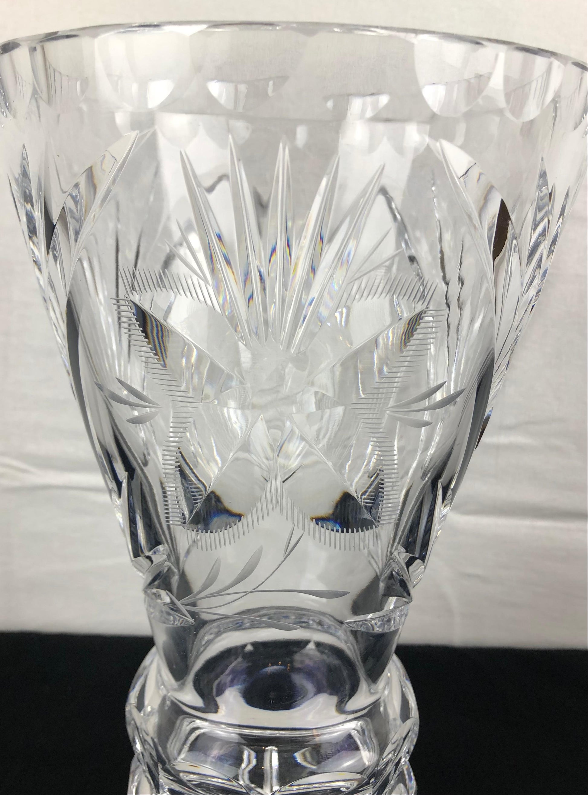 Contemporary French Hand Cut Crystal Vase — detail 7