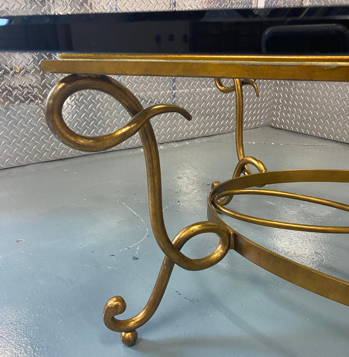 Large René Prou Style Iron Coffee Table or French 1940's Cocktail Table — detail 5