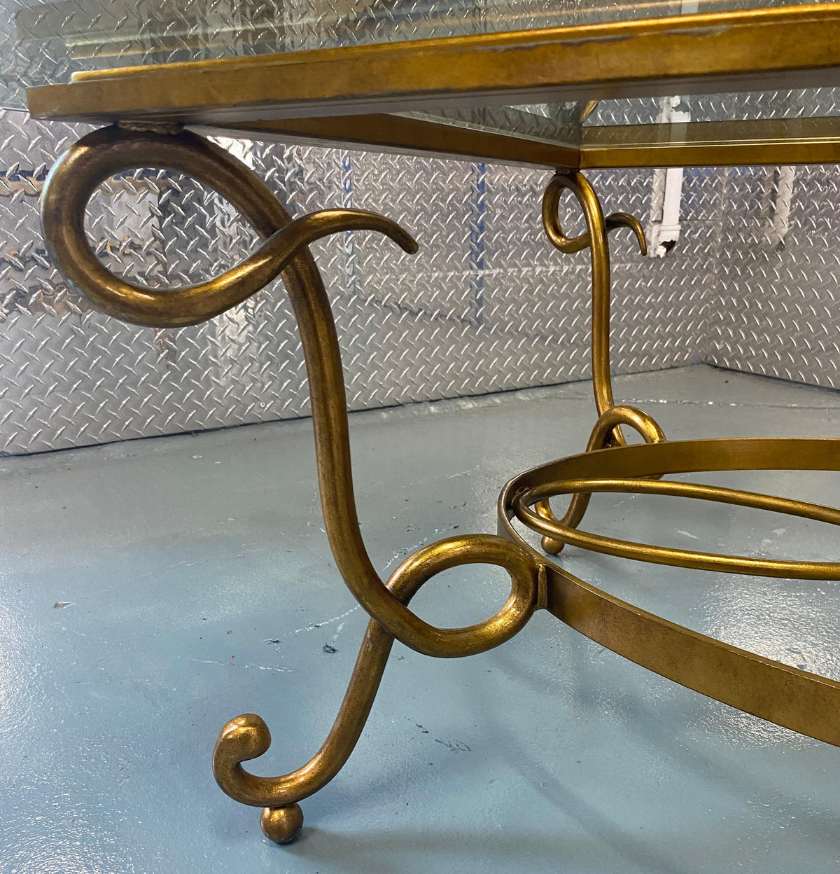 Large René Prou Style Iron Coffee Table or French 1940's Cocktail Table — detail 13