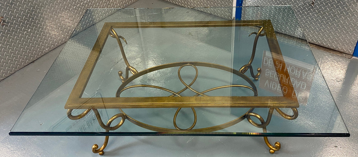 Large René Prou Style Iron Coffee Table or French 1940's Cocktail Table — detail 2
