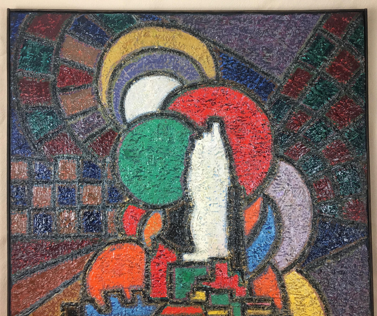 Original 20th Century Abstract Painting by Rene Ravaute — detail 7