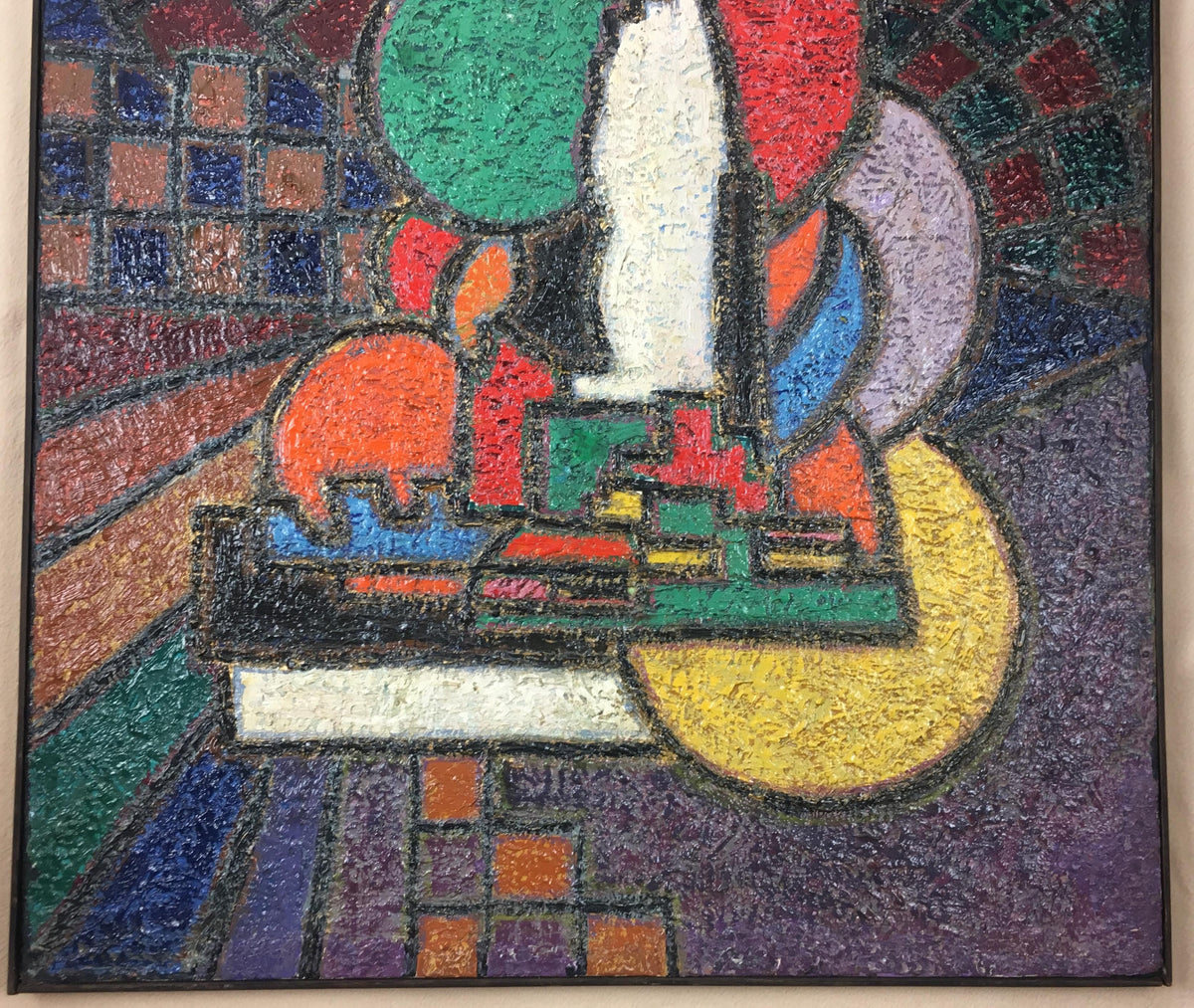 Original 20th Century Abstract Painting by Rene Ravaute — detail 3