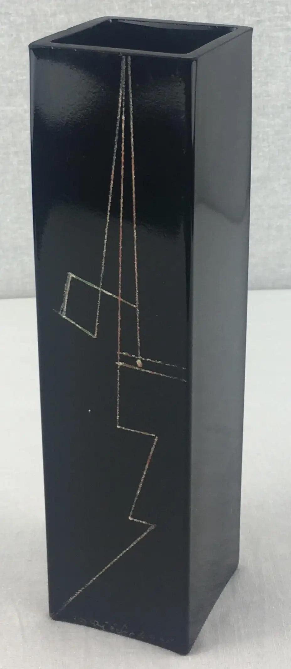Art Deco Cubist Vase signed Anatole Riecke from La Coupole Paris France