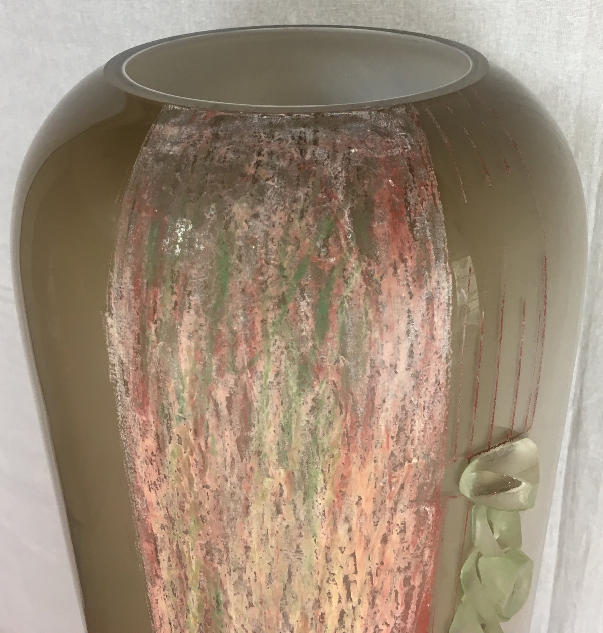 Art Deco Cubist Glass Floor Vase by Anatole Riecke, from La Coupole Brasserie — detail 8