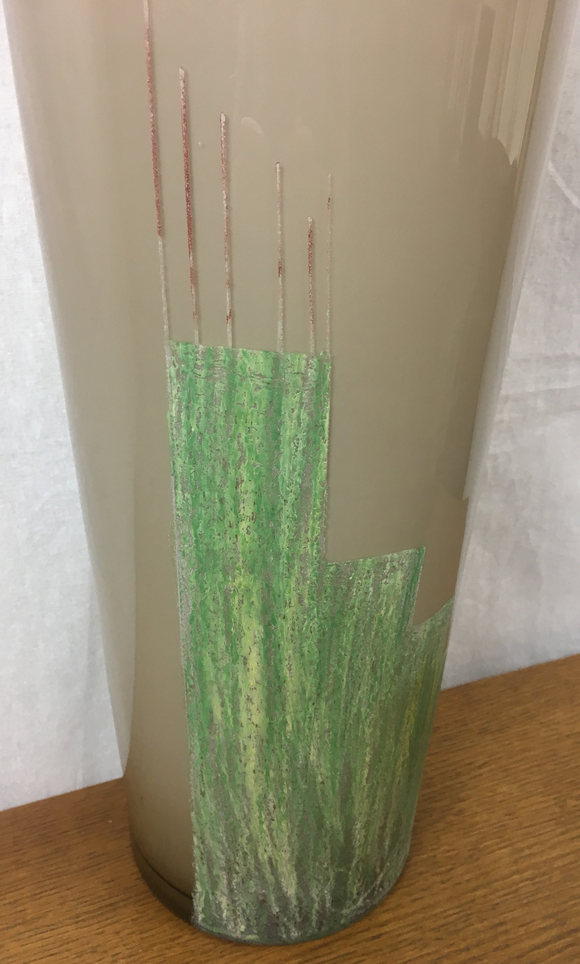 Art Deco Cubist Glass Floor Vase by Anatole Riecke, from La Coupole Brasserie — detail 2