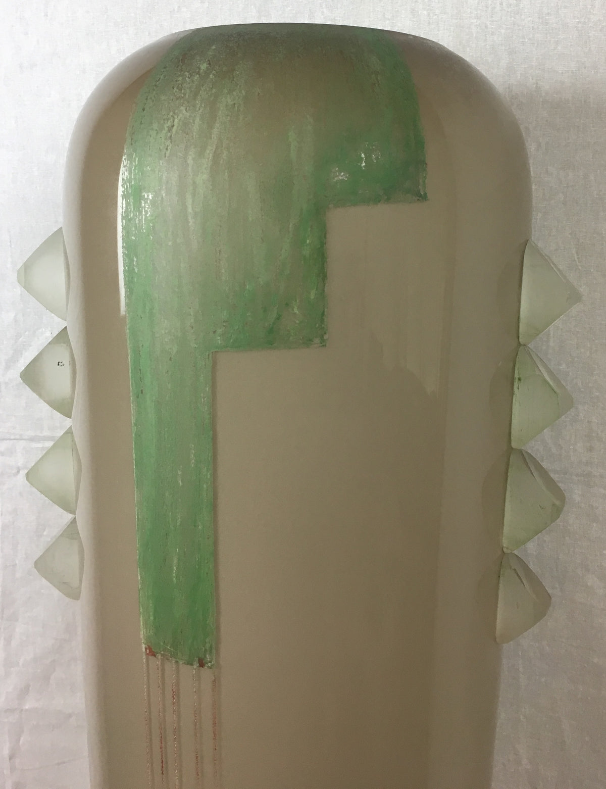 Art Deco Cubist Glass Floor Vase by Anatole Riecke, from La Coupole Brasserie — detail 5