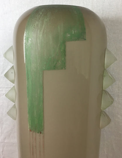 Art Deco Cubist Glass Floor Vase by Anatole Riecke, from La Coupole Brasserie — detail 5