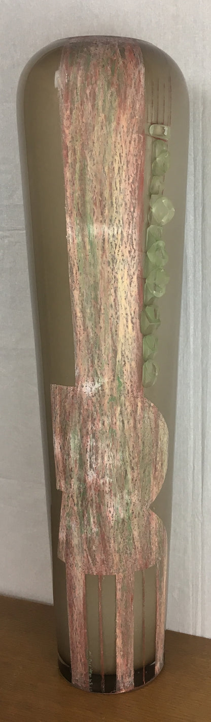 Art Deco Cubist Glass Floor Vase by Anatole Riecke, from La Coupole Brasserie